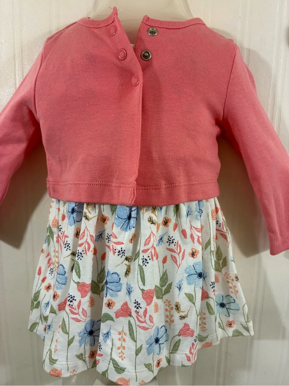 Carter's Coral Pink Cardigan with Floral Print Baby Dress